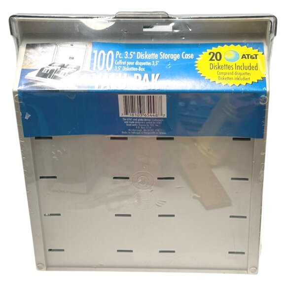AT&T Floppy 3.5 Inch Disk Storage Case Plastic with 20 Diskettes New Sealed - Picture 7 of 11